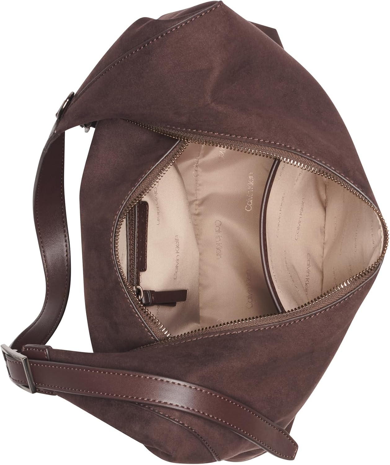 Calvin Klein Erina North/South Large Hobo Shoulder Bag, Chocolate, One Size