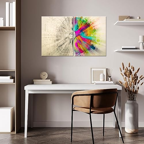 Miniatura 2 de iHAPPYWALL 2 paneles de lienzo abstracto para la pared, inspiración cerebral izquierda y derecha, motivación, ciencia, decoración, obra de arte para