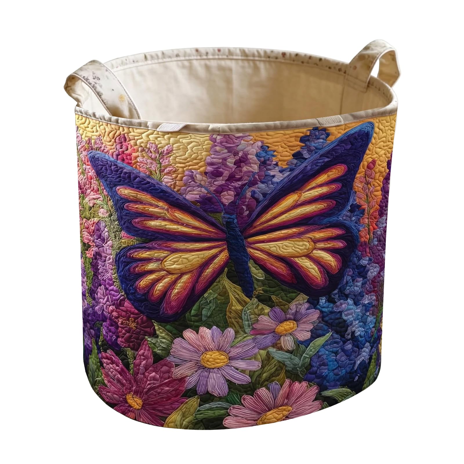 Multipurpose Foldable Dirty Clothes Hamper with Bohemians Floral Pattern and Handles Modern Patterned Laundry Solution Polyester Collapsing Laundry Bin
