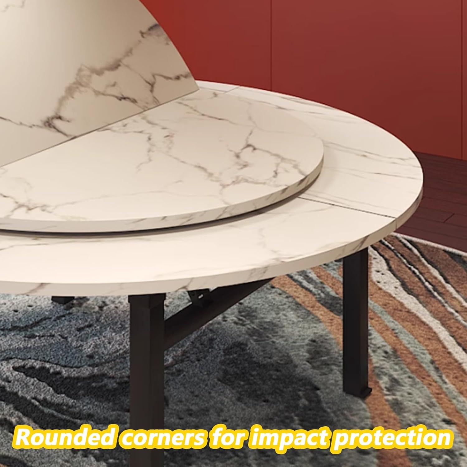 Large Round Foldable Table Top, 4-Fold Foldable Table Top Extender, Wood Replace Tables Tops for Party Dining Game No Legs(120cm/47.2in)