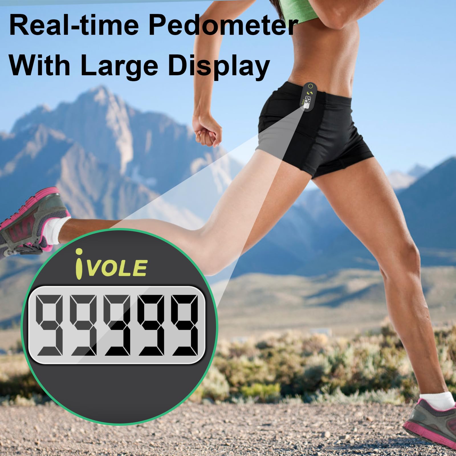 Czemo Mini Podomètre pour Marcher avec Lanière, Podomètre en Temps Réel Portable pour Le Suivi des Pas et Distance