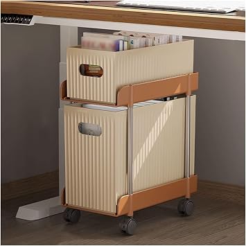 LEIYTFE Multi-Layer Narrow Storage Shelf Organizer On Wheels,Slim Organizer Carts Rack,Snack Cart,Under-Desk Organiser Shelving Unit Pull-Out DrawersType B,2 Tiers