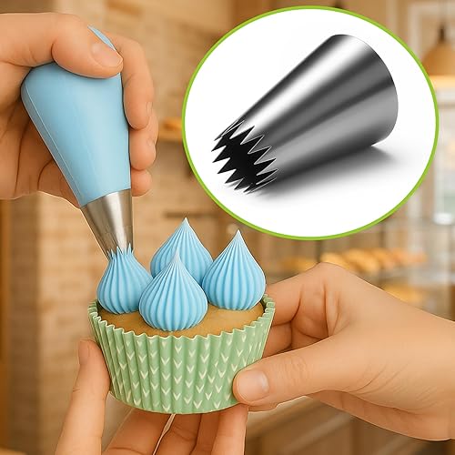 Miniatura 3 de Suuker Juego de puntas de tubería extra grandes (F02 F06 9 pies R22L), punta redonda de acero inoxidable, puntas de tubería grandes cuadradas de