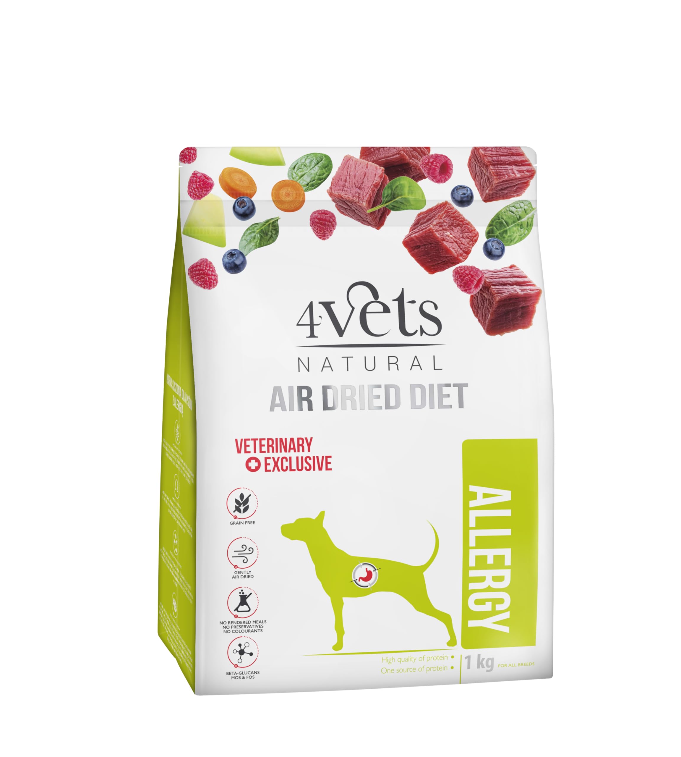 4Vets Allergy Trockenfutter 8x1 kg für Hunde, bei Allergien