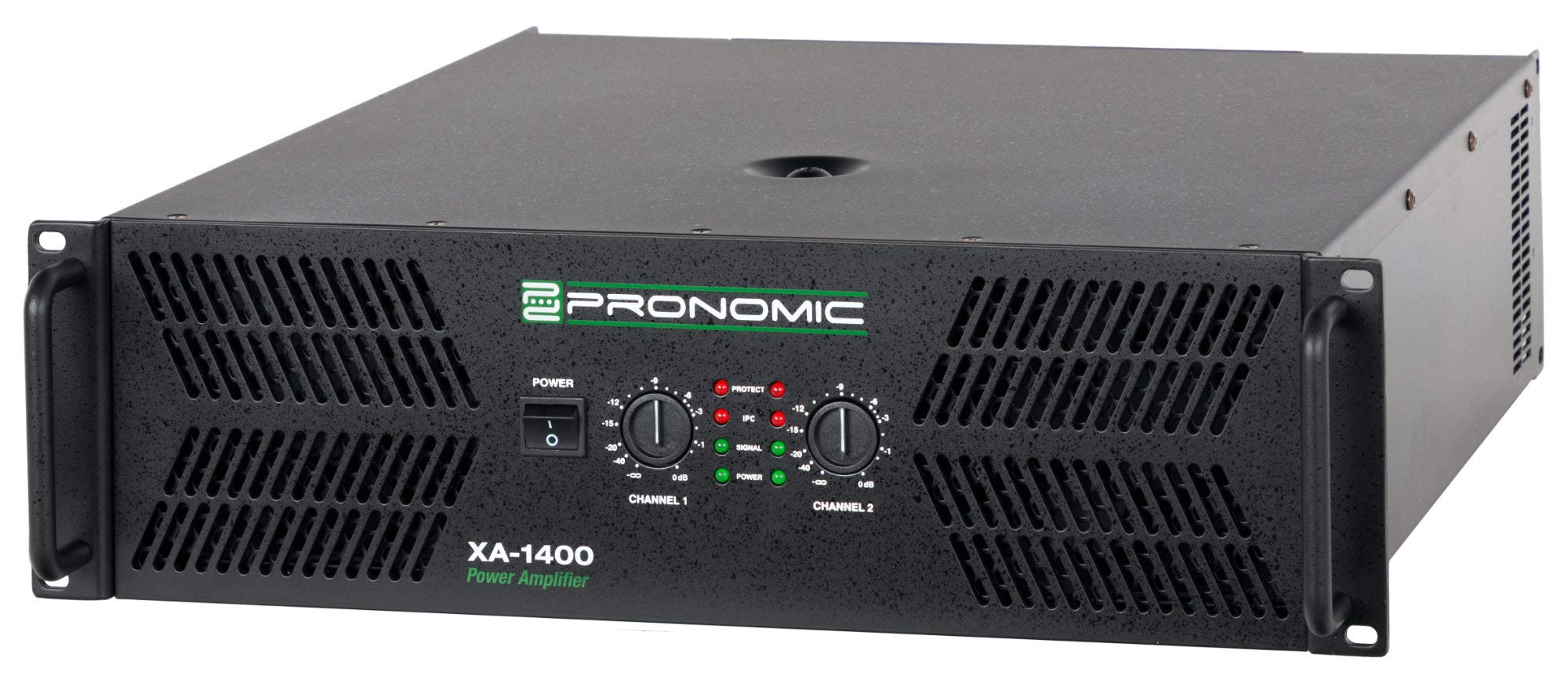Pronomic XA-1400 Finale - Amplificatore Stereo 2x3000W@2O, ventola automatica, 2 ingressi XLR, 2 uscite XLR parallele, circuiti di protezione, circuito tipo H.