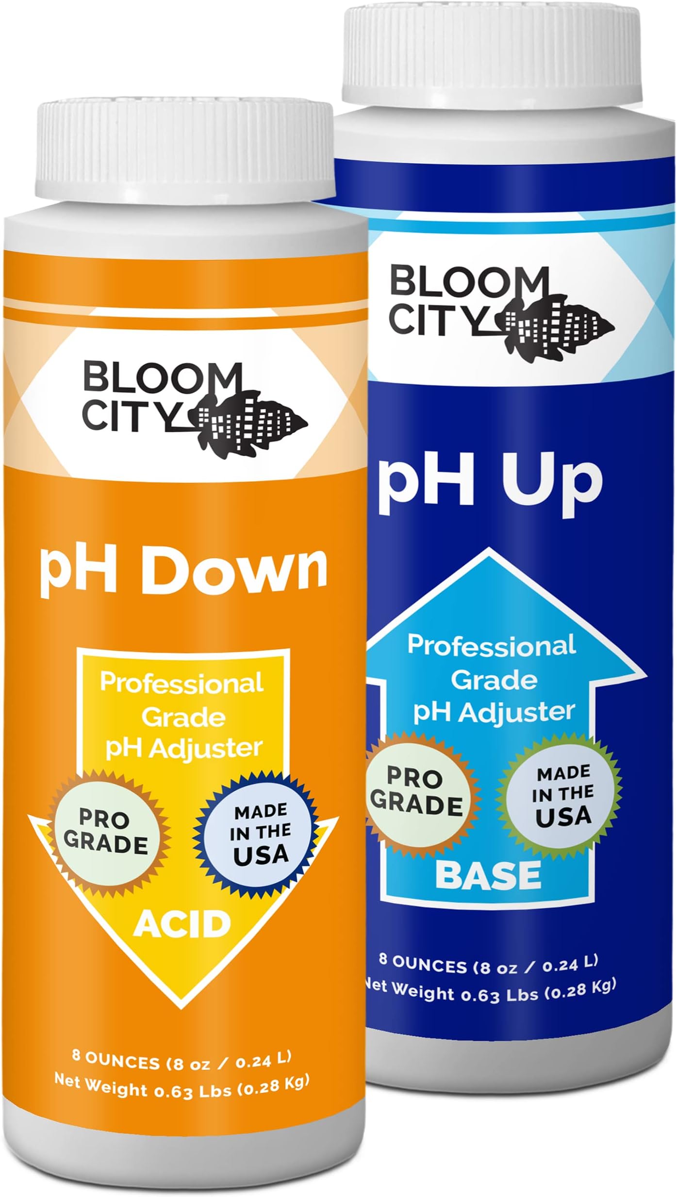 Bloom City Professional pH Up + Down Control Kit for Optimal Nutrient Uptake (Two 1/2 Pint Bottles) 16 Total oz