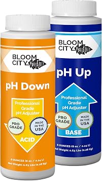 Bloom City Professional pH Up + Down Control Kit for Optimal Nutrient Uptake Two 1/2 Pint Bottles 16 Total oz