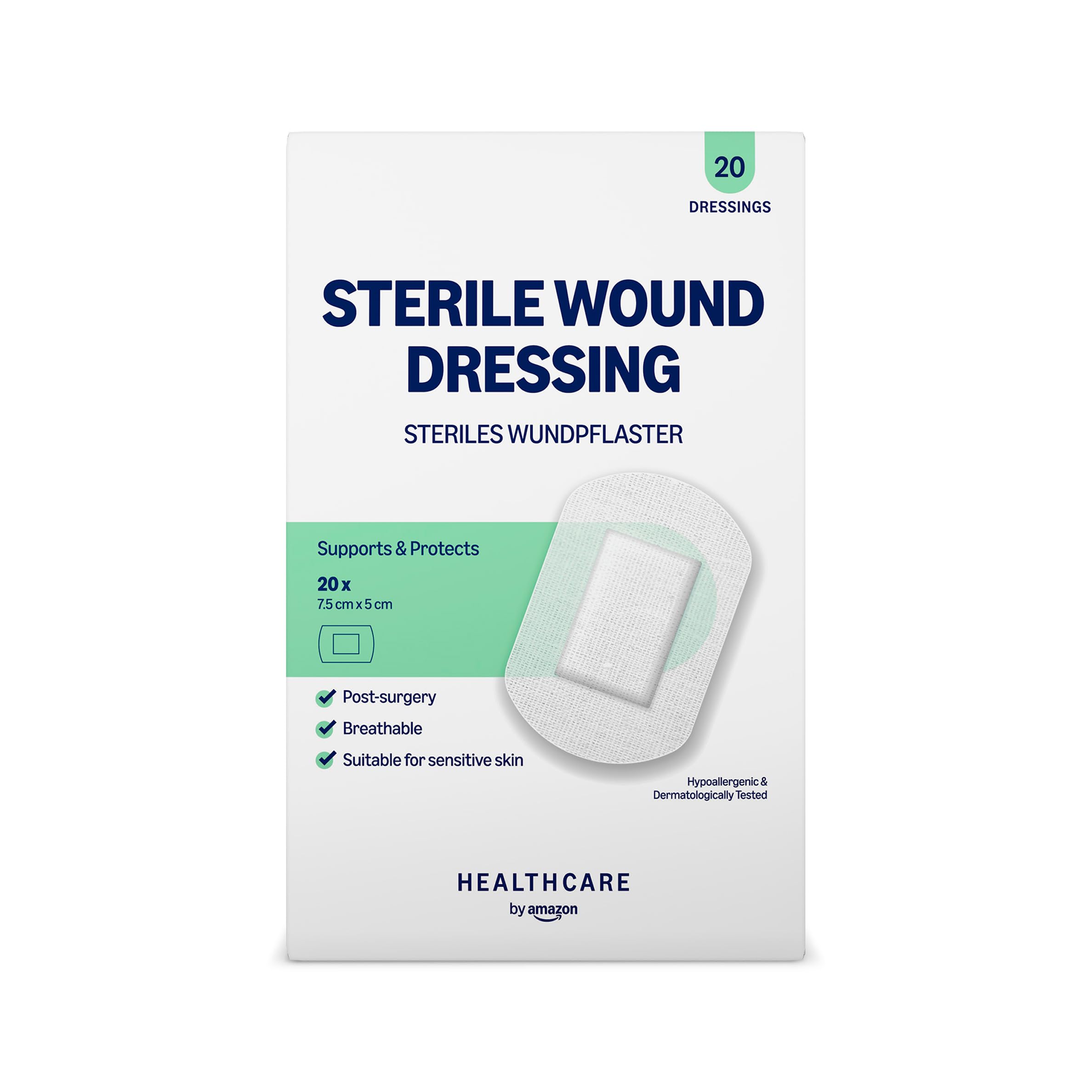 Healthcare By Amazon Sterile Wound Dressing 20 Plasters (Previously a Amazon Basic Care Brand, Same Product)