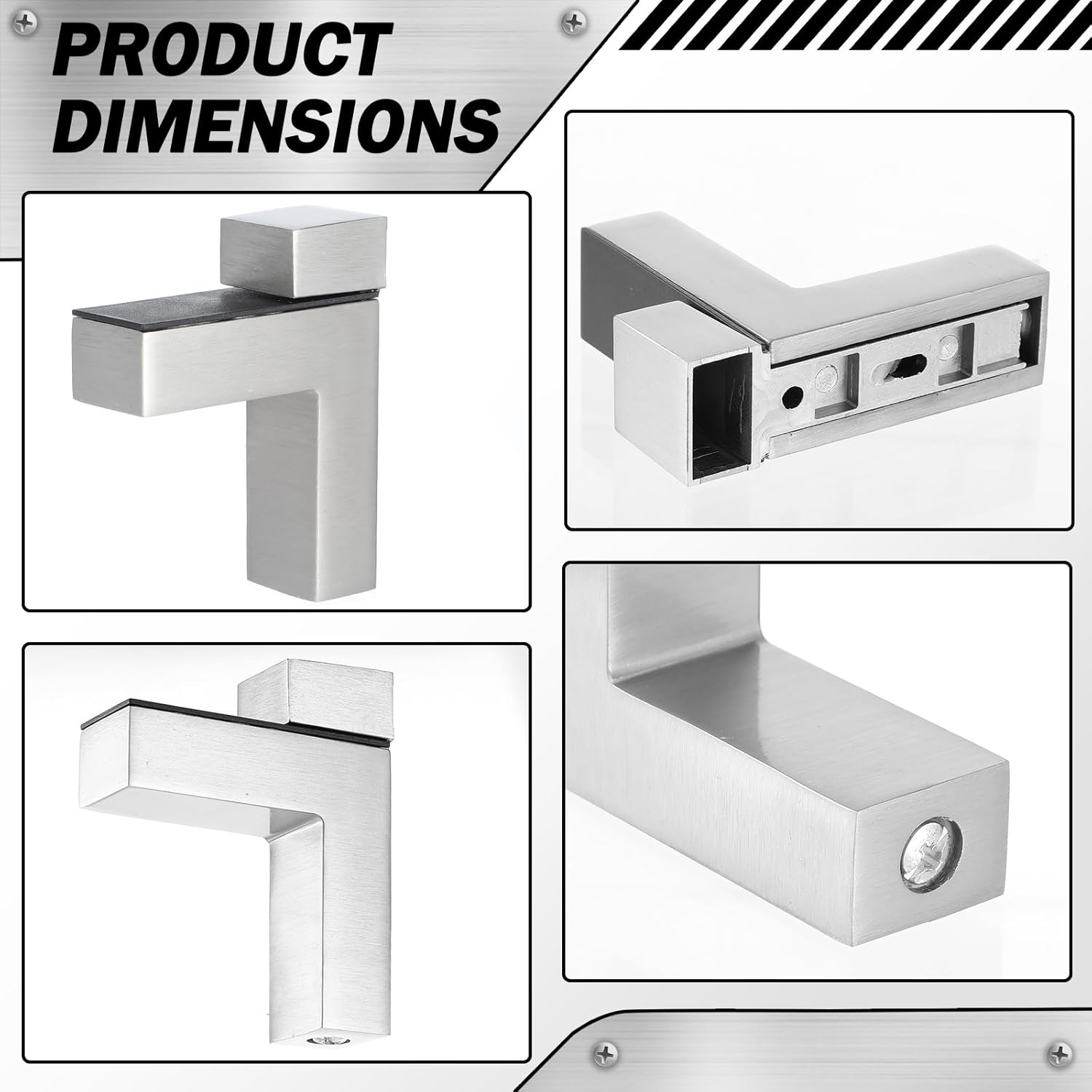4 Pcs Solid Metal Adjustable Wood/Glass Shelf Bracket Wall Mount, Wood/Glass Shelf Wall Brackets