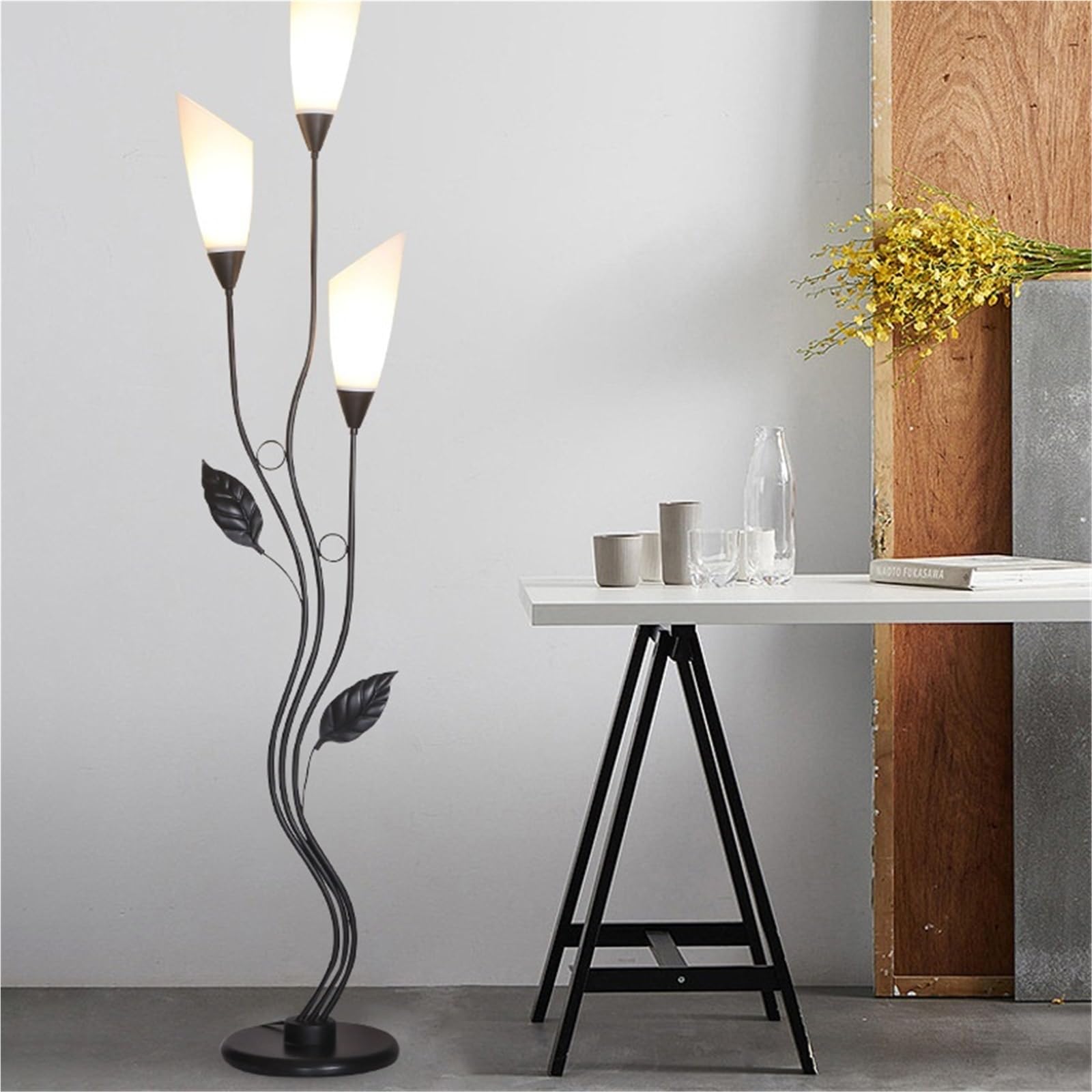 Lampa Podłogowa Lampa Stojąca Z Akrylowym Abażurem, Nowoczesna Kutego Żelaza Do Sypialni