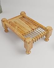 World Mart Wood Serving Tray Charpai Design Natural Finish 11x7 inches for Serving Tea and Snacks Breakfast Tray, Rectangular