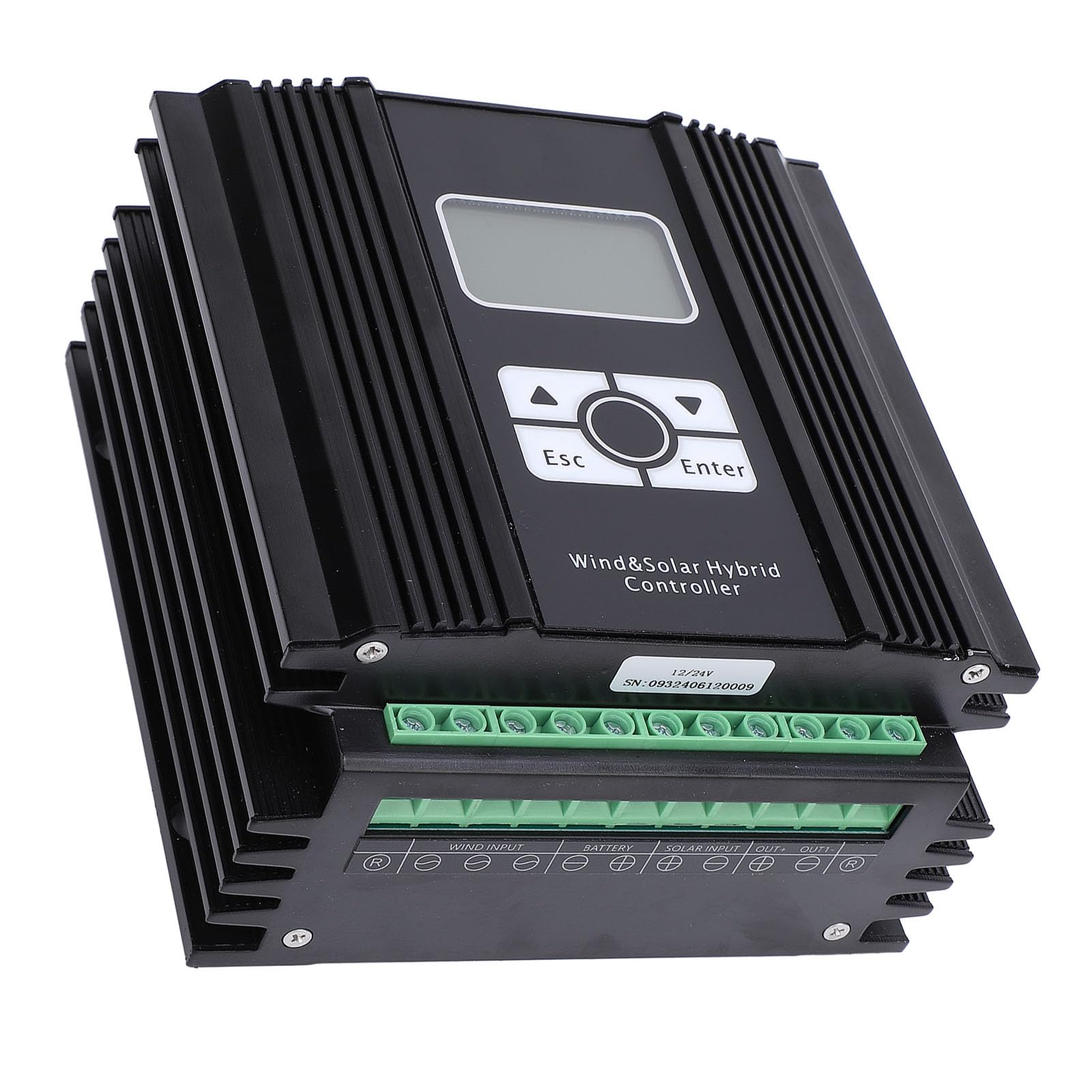 FTVOGUE Hybrydowy System Kontrolera Energii Wiatrowej 12 V / 24 V MPPT Kontroler ładowania z Wyświetlaczem LCD do Domowego Oświetlenia Morskiego i Ulicznego Efektywne ładowanie Panelu Słonecznego