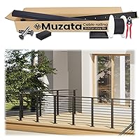 Vista 9 de Muzata Kit Completo de Barandilla de Cable Negro de 6'6"-13' Sistema de Barandilla de Cable de 36 Pulgadas para Cubiertas con Poste de Mano