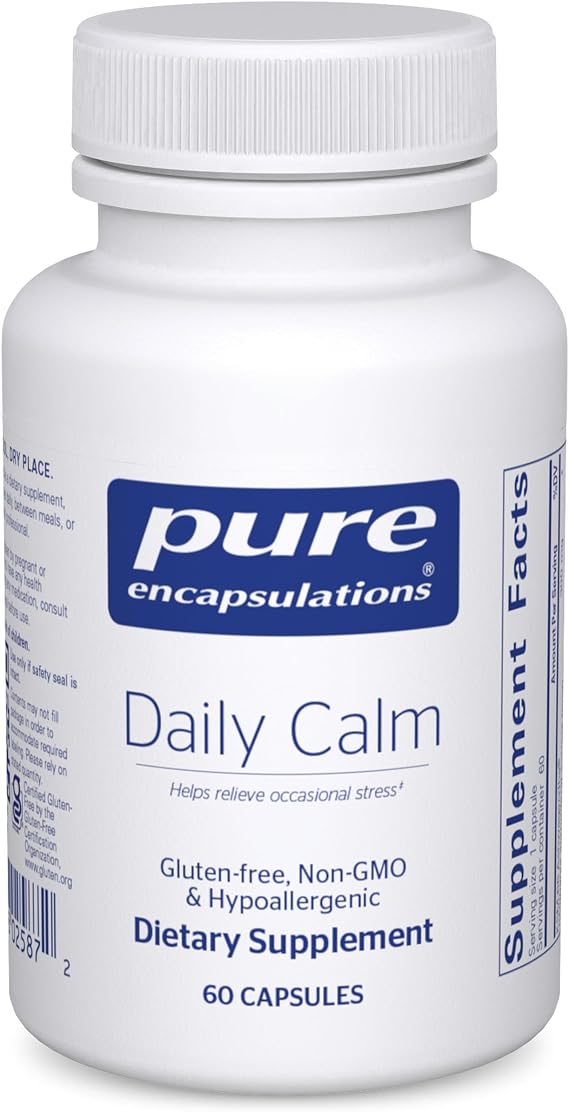 Pure Encapsulations Daily Calm - Vegan Stress & Sleep Support* Supplement - Contains Ashwagandha, Saffron, GABA & L-Theanine - Non-GMO, Soy-Free & Gluten-Free - 60 Capsules