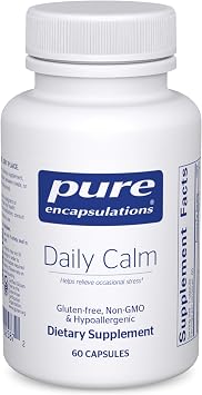 Pure Encapsulations Daily Calm - Vegan Stress & Sleep Support* Supplement - Contains Ashwagandha, Saffron, GABA & L-Theanine - Non-GMO, Soy-Free & Gluten-Free - 60 Capsules