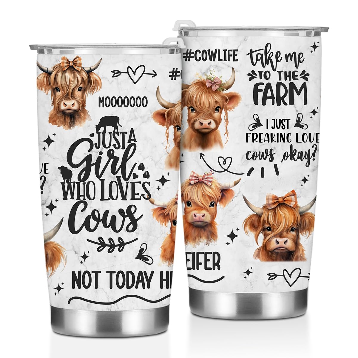Cow Print Stuff Tumbler, Inspirational Western Decor Gifts for Women Cow Lovers Girl BFF Birthday Christmas, Funny Coffee Mug Stainless Steel Vacuum Insulated Double Wall Travel Cup with Lid?20oz