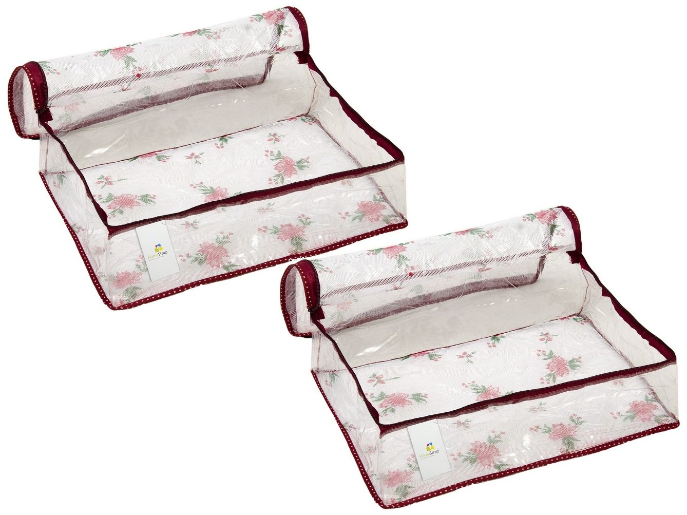 Homestrap Petticoat Cover in Transparent Floral Net/Wardrobe Clothes Organizer - Maroon - Pack of 2 (B075ZQLZGH) Amazon Price History, Amazon Price Tracker