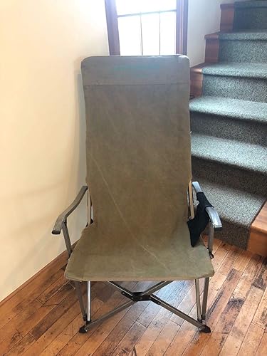 Miniatura 8 de CAMPINGMOON - Silla plegable de lona de algodón para campamento con respaldo alto, color gris F-1001C-H