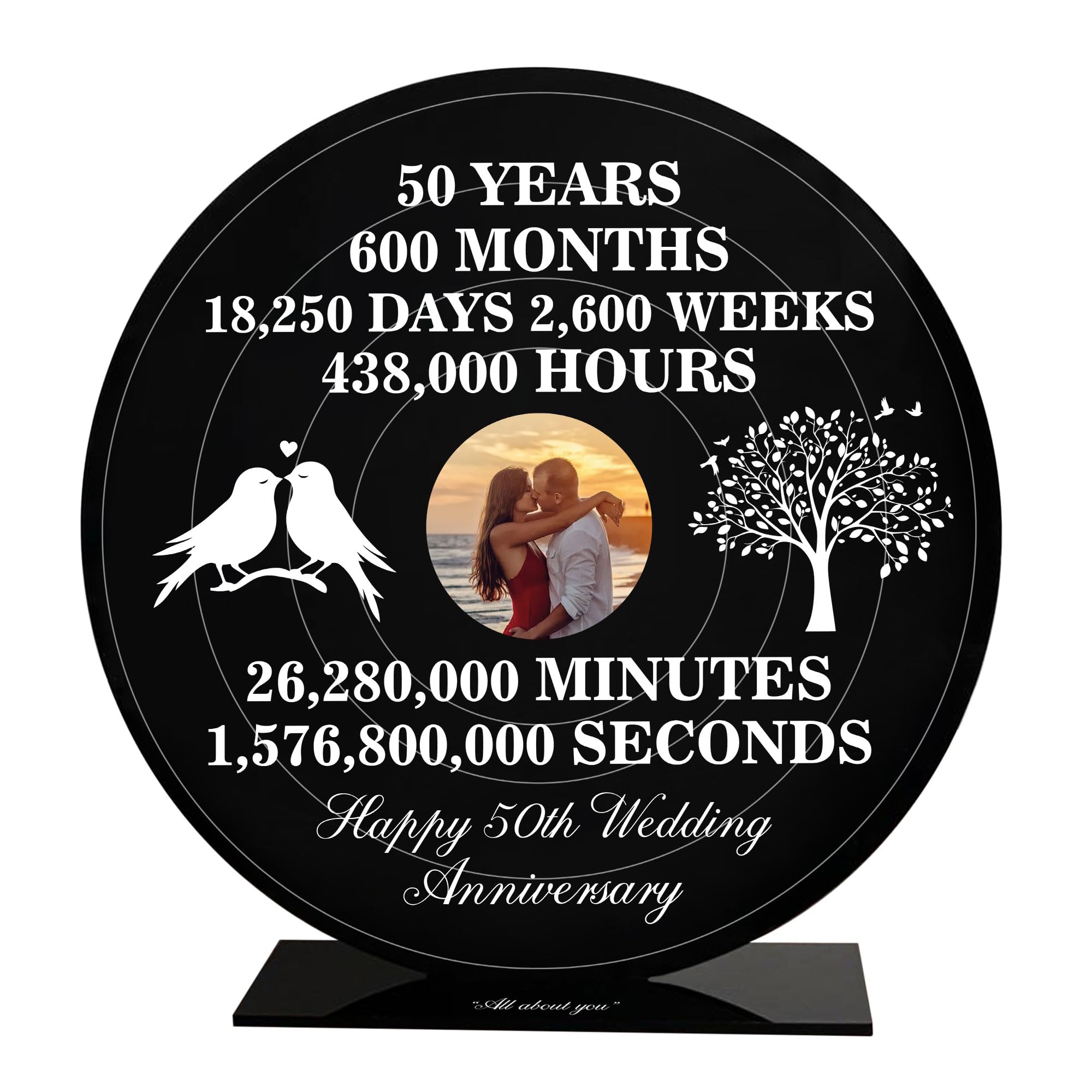 Red Ocean Personalised Photo Frame For 50th Anniversary For Husband Wife Women Men Her Him 50th Wedding Anniversary Vinyl Style Picture Frame Keepsake
