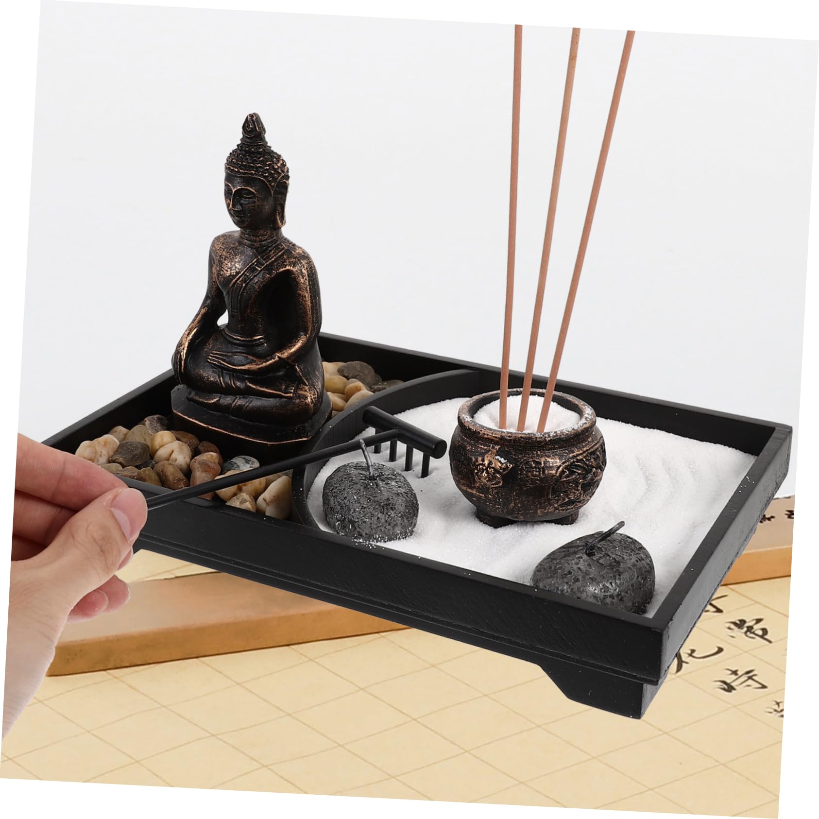 Garneck Porta Incensi Statua Buddha Nero in Legno e Resina, Decorazione Zen per Casa e Studio, Atmosfera Მშვიდ?