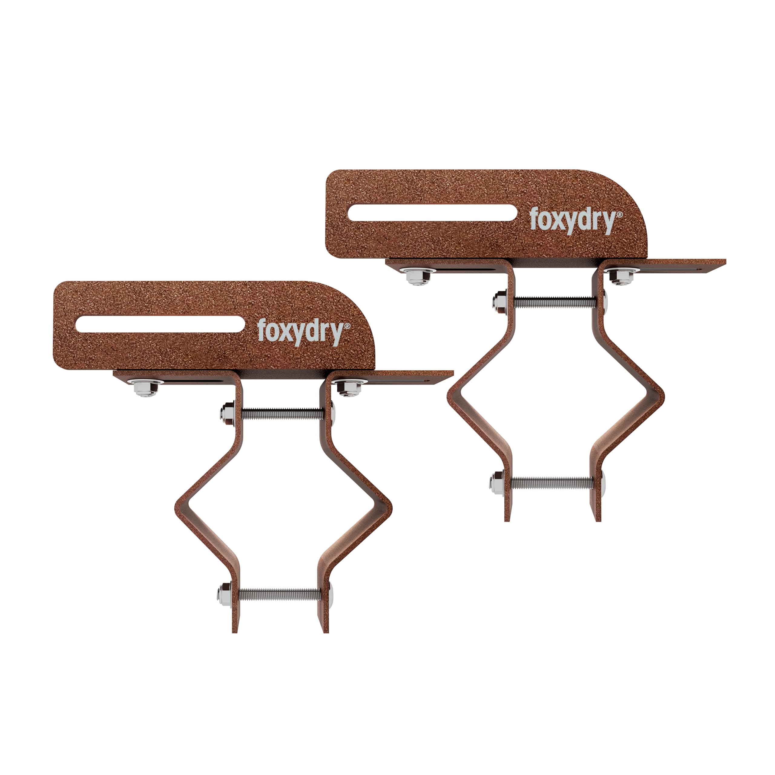 foxydry Adapter for Round Railings – Aluminium and Stainless Steel Support – Durable, Rustproof – For Round Railings with Diameter between 40 and 65 mm (Brown, Adapters)