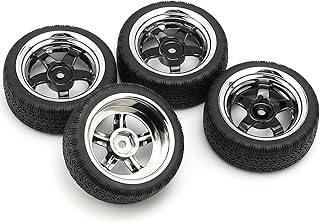 4 Pcs Black 1/10 Scale Off Road Car RC Tyre Tires Plating Wheels 5 Spoke for HSP HPI Racing Car