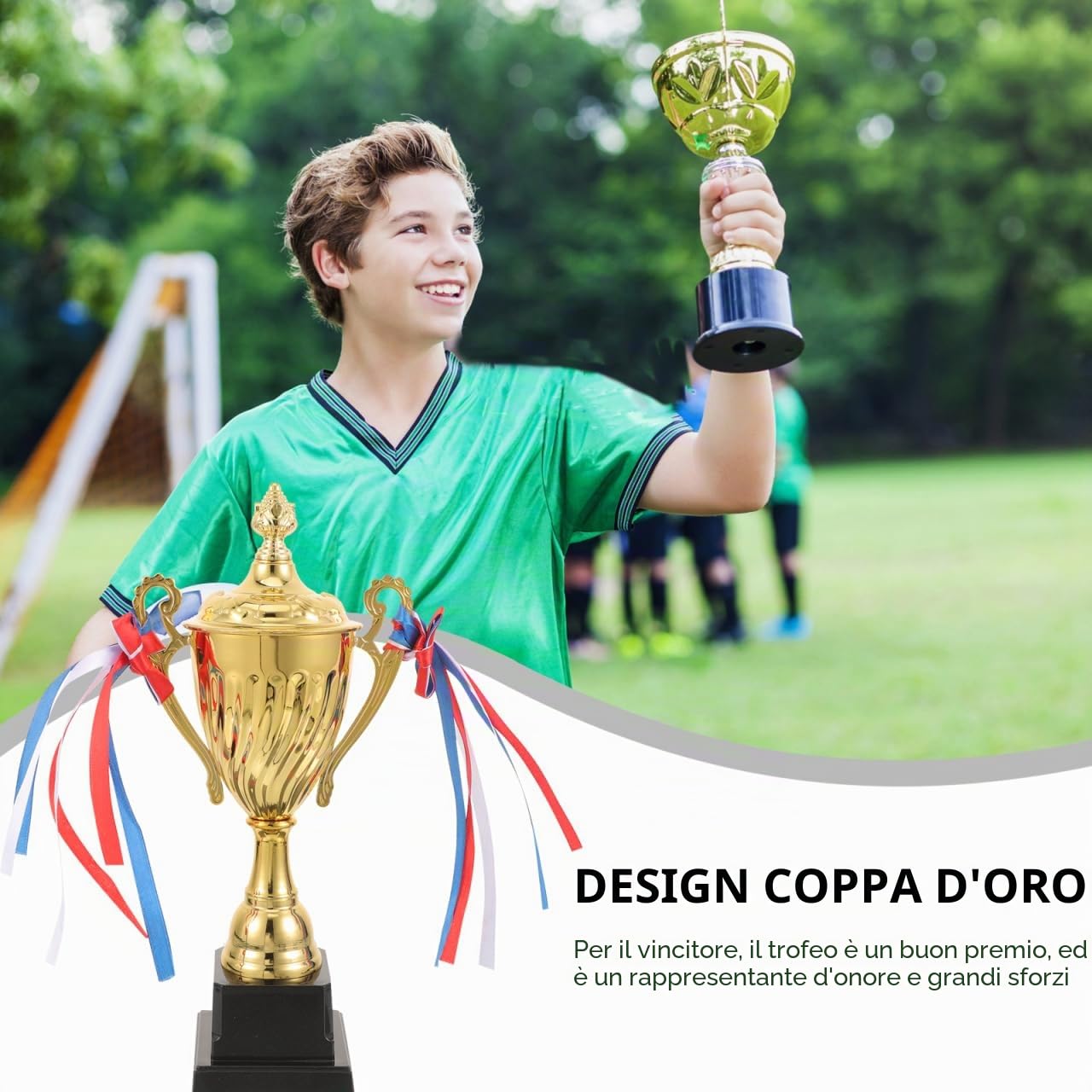 Operitacx Gold Trophy Rewards Cup Metal Trophies Prize Winner Awards 29cm per Le competizioni Sportive Match Competitive Christmas Birthday Party Bomboniere 13x8x29 cm