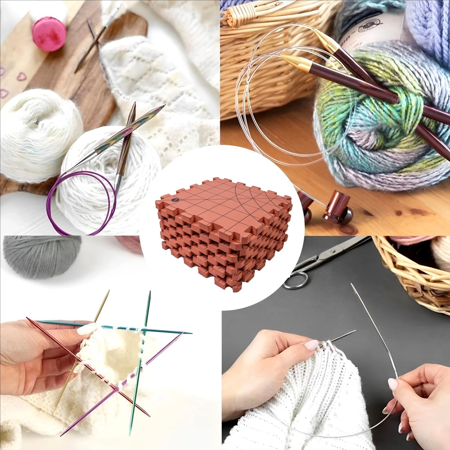 Lot De 9 Tapis De Blocage Pour Tricot,Tapis De Blocage Tricot,Planches De Blocage Très Épaisses Avec Grilles Avec 25 Bloqueurs De Tricot Et 100 Épingles En t Pour Travaux d'Aiguille Ou Crochet(Rouge)