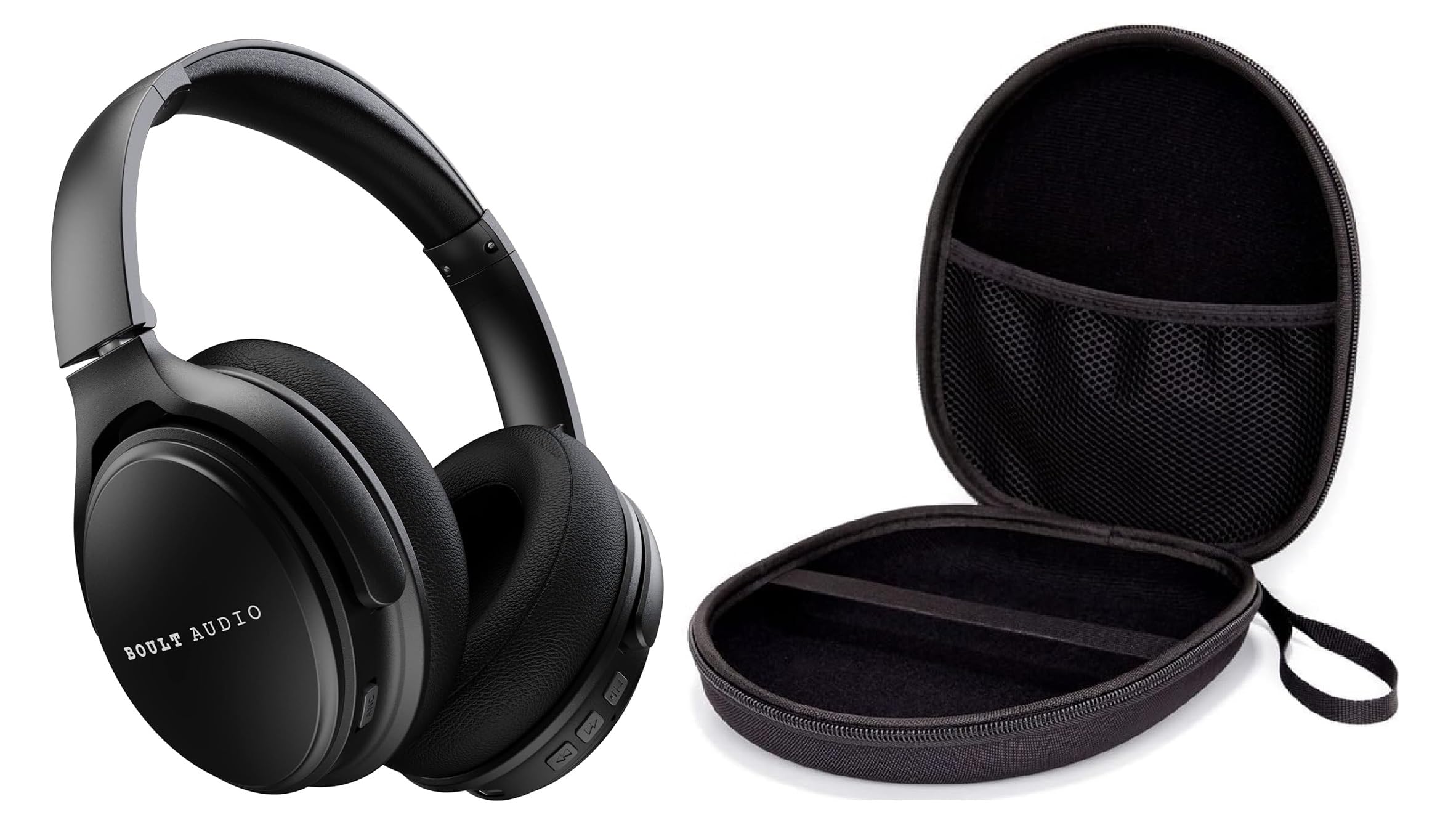 M.G.R.J® Portable Carrying Case Cover for Boult Newly Launched Soniq/Boult X Mustang Newly Launched Q/Audio Anchor Bluetooth Wireless Over Ear Headphones (Hard|EVA|Black)