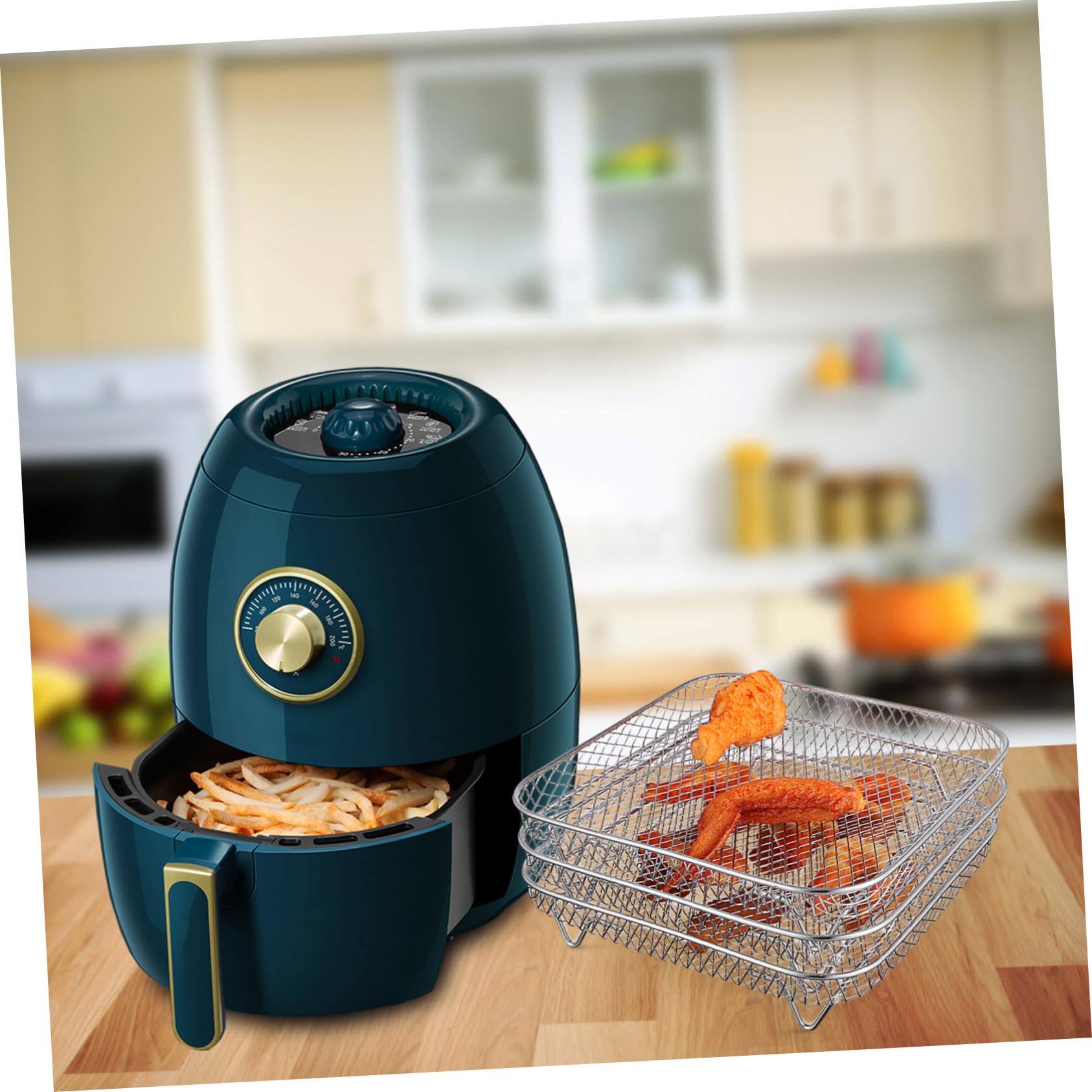 Rejillas Apilables de Acero Inoxidable 3 Piezas, Diseño Multicapa sin Rebabas para Freidora de Aire Ideales para Cocina en Casa y Restaurantes