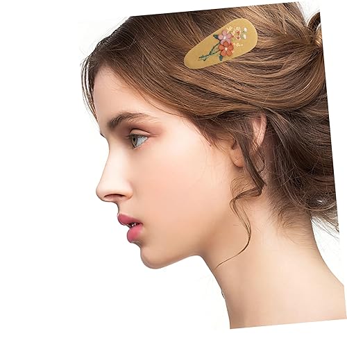 Miniatura 5 de Abaodam 2 pares de pasadores para el pelo de niña, pinzas para el cabello para pasadores para cabello fino, vintage snap bang tela flor horquilla