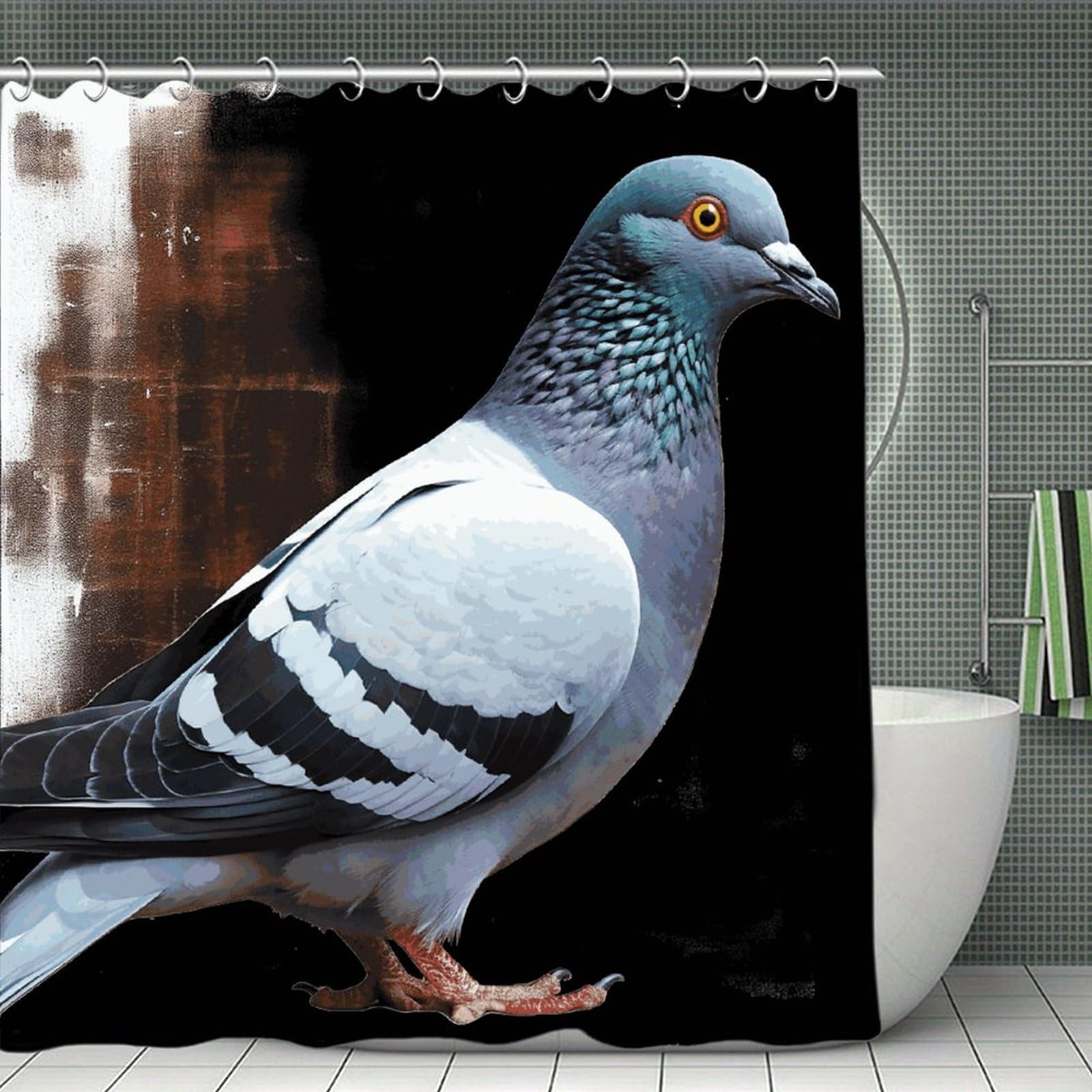 JTREHY Pigeon Shower Curtain Waterproof Bathroom Shower Curtain Machine Washable Bath Curtains Polyester Cloth Bath Curtains for Bathroom Showers 70.8×70.8Inch