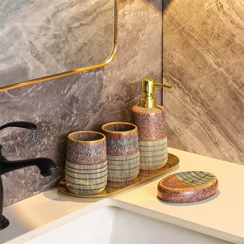 Pięcioczęściowy zestaw kosmetyków łazienkowych, Ceramiczny zestaw do mycia łazienki, 5 elementów, artykuły łazienkowe, kubek płukania ust, kubków szczoteczki zębów