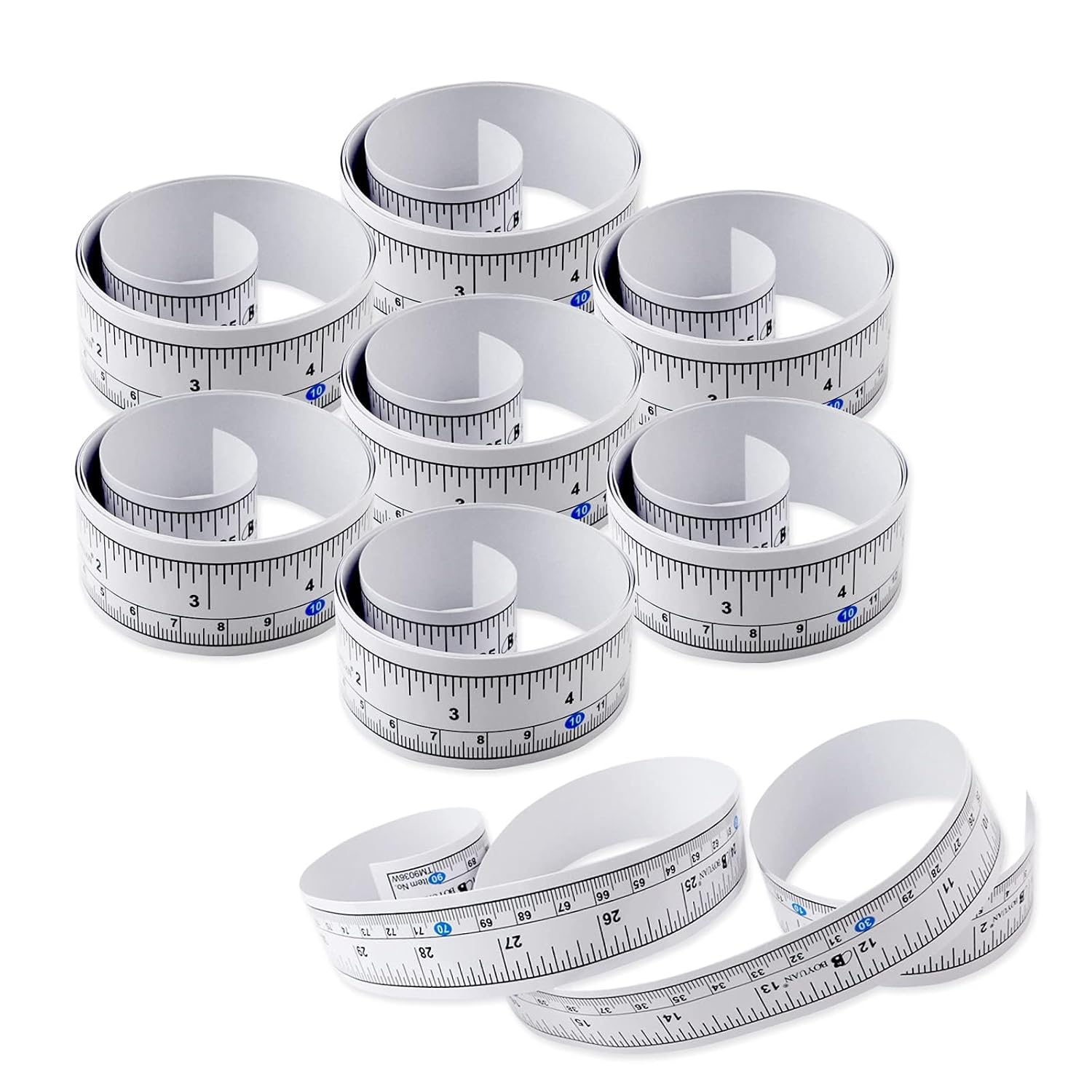8 Pcs Self-Adhesive Measuring Tape, 36 Inch (90cm) Peel and Stick Ruler Tape, Left to Right Reading Ruler Sticker for Workbench, Table Saw, Drafting Table (Imperial and Metric Scales