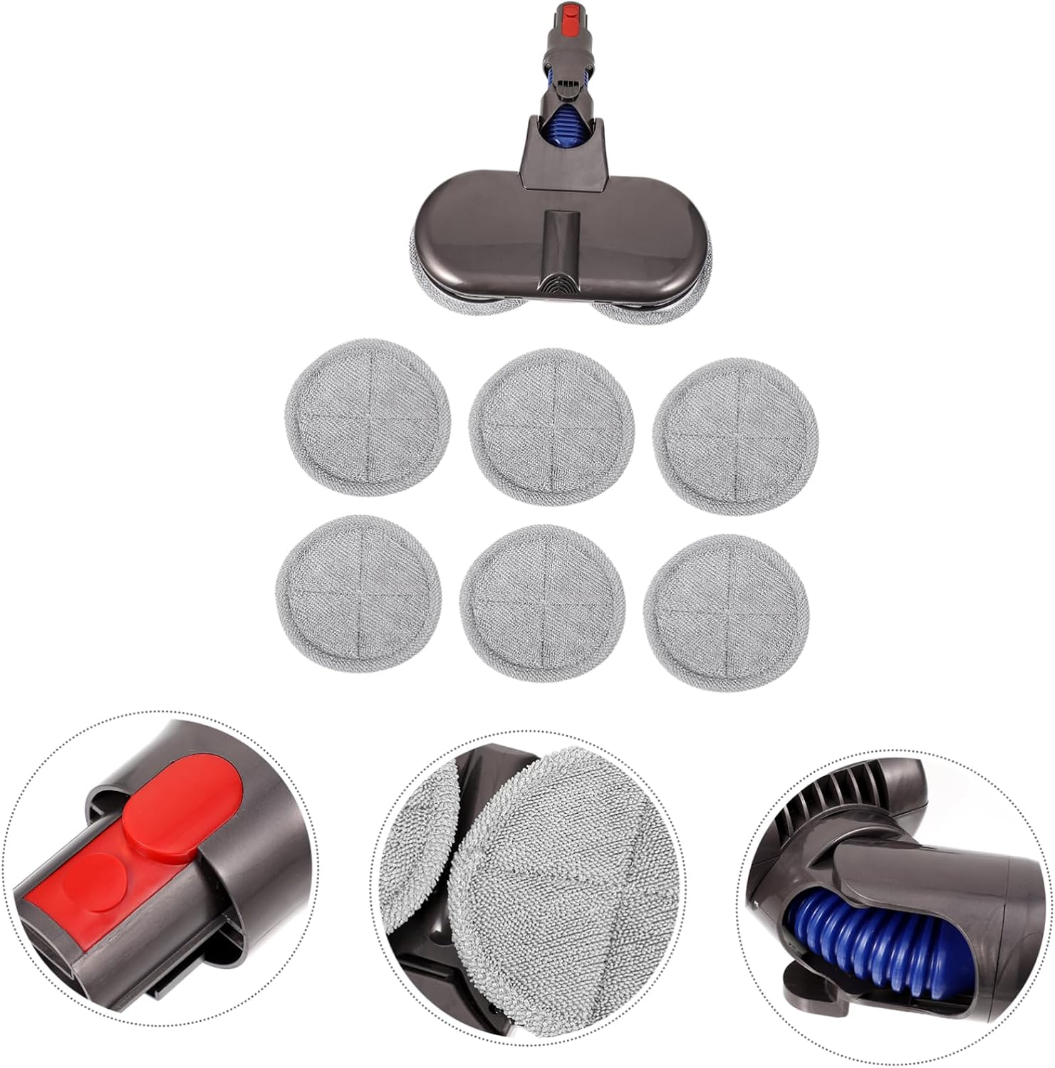 MERRYHAPY 6pcs Electric Mop Brush Attachment for Cordless Stick Vacuum with Washable Duster Cloths High-frequency Rotation for Efficient Cleaning Tile and Floors