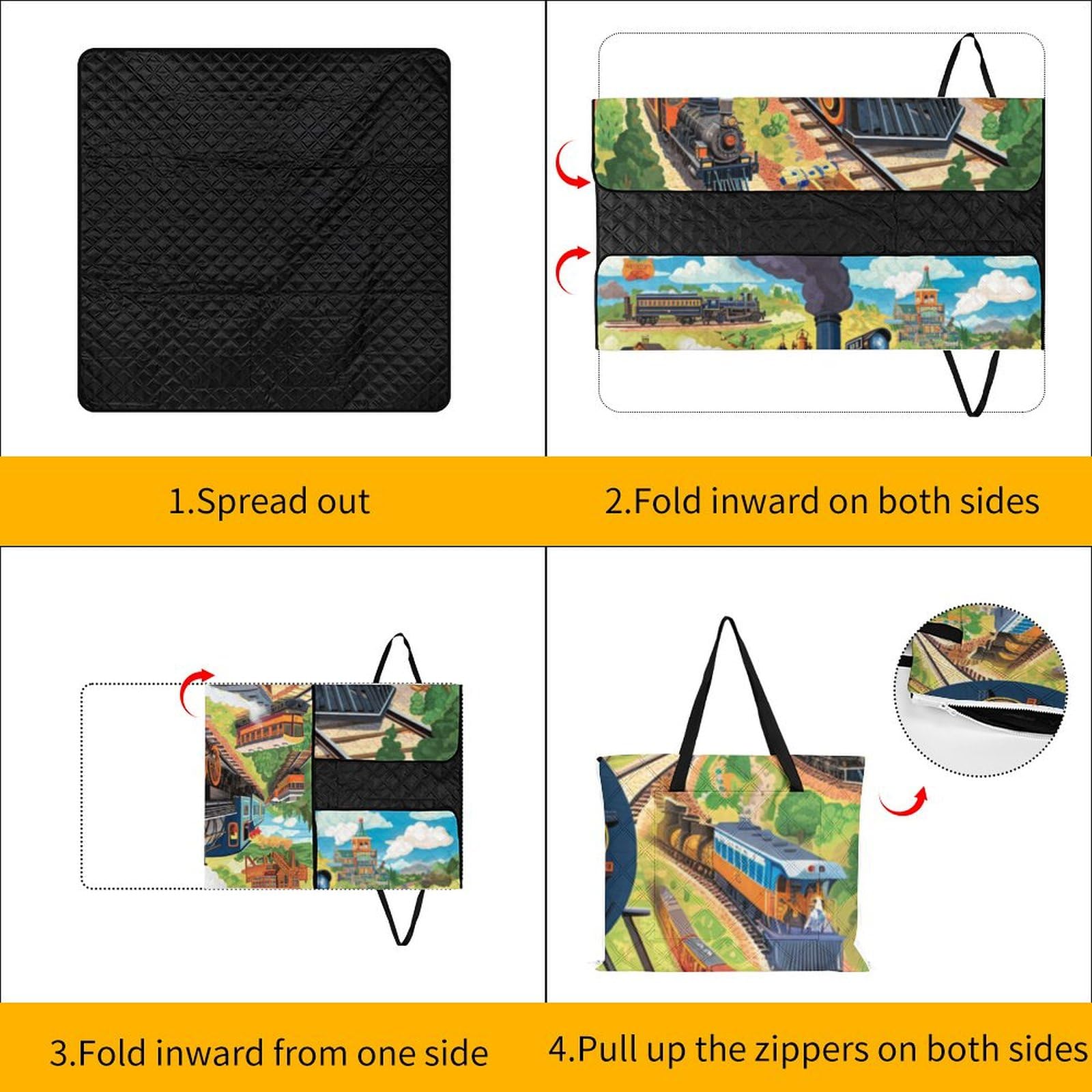 3D Stampa Locomotiva Coperta Picnic Impermeabile artee Telo Impermeabile Pieghevole Tappeto Pic Nic Per Campeggio, Trekking, Montagna, Viaggi 150x150cm