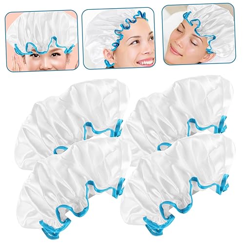 Reusable Shower Caps 4-Pack - Double Layer Hair Protection