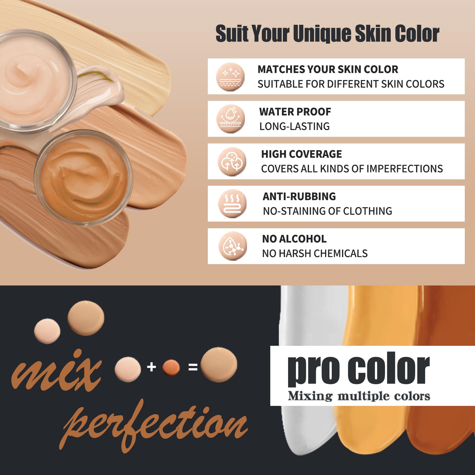 VANERIA Body Concealer Kit, Tattoo Cover Up Makeup, Waterproof & Long, Lasting, Conceal Scars, Spots & Vitiligo, Birthmarks - Image 4