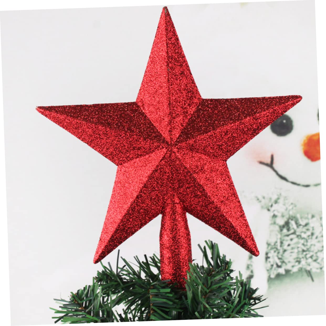 Étoile de Sapin de Noël Ambiance Festive et Design Unique en Plastique 20 Cm Rouge Décoration Créative à Cinq Branches pour Bureau ou Fête de Noël