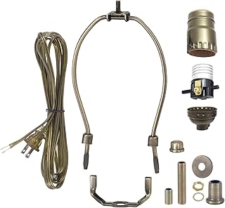 B&P Lamp® Antique Brass Finish Table Lamp Wiring Kit with a 6 Inch Harp and Push-Thru Socket