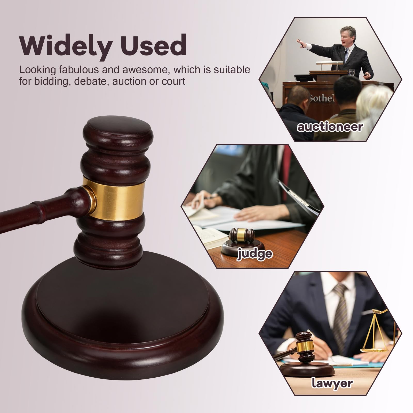 Housoutil Richterhammer Holz praktische, Mazo de Madera Maciza para Juez y Subasta Martillo Pequeño Base de Apoyo Martillo de Juez de Madera Pequeño, für Auktionen und Meetings Handlicher