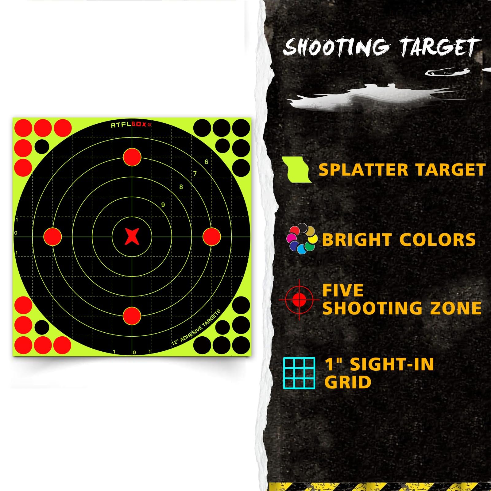 Rective Snapklik.com : ATFLBOX 12X12 Inch Splatter Adhesive Bullseye ...