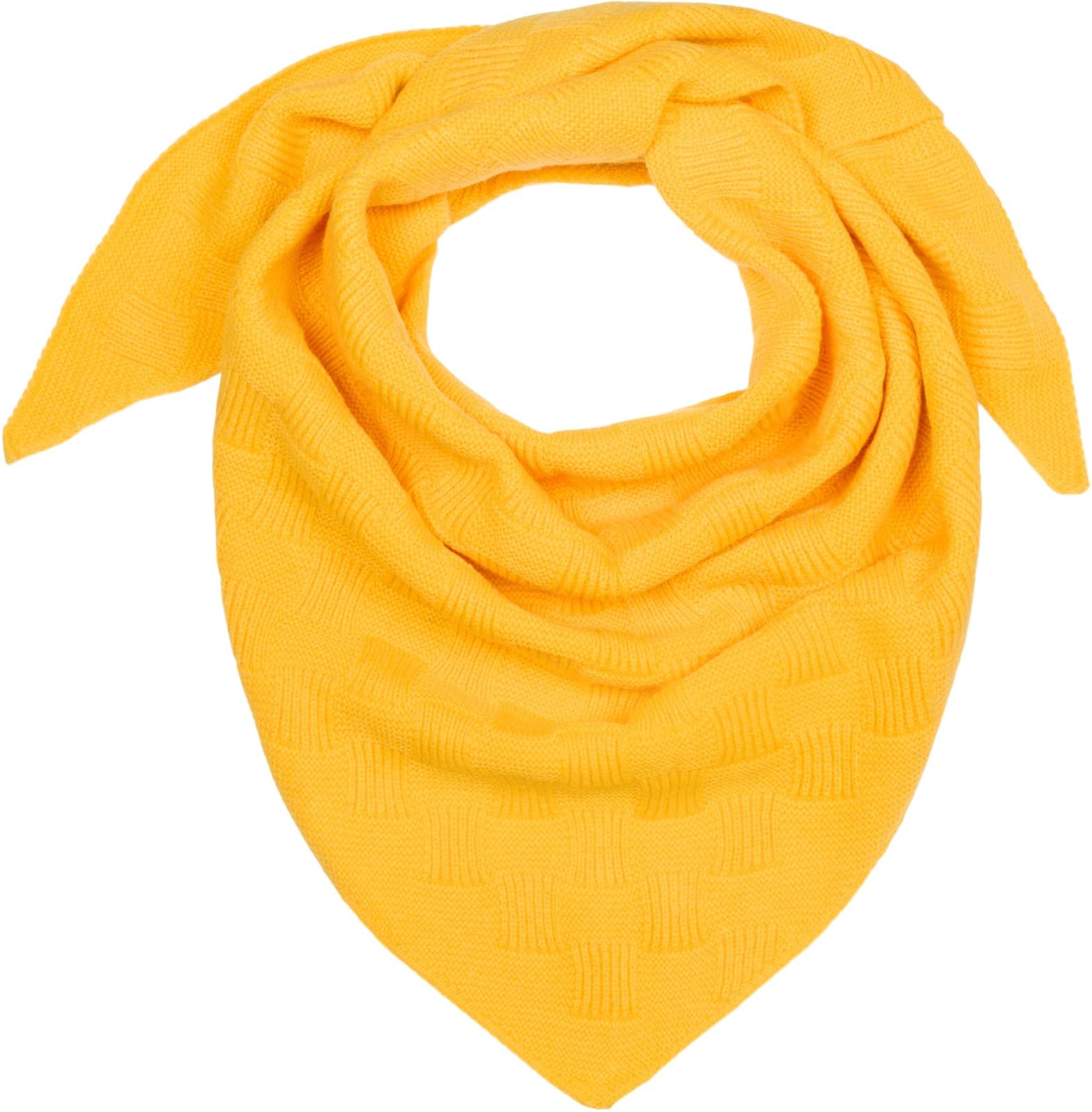 styleBREAKER Ladies XXL Knitted Triangle Scarf Unicoloured with Checkerboard Knitted Pattern, Maxi Scarf, Triangular Scarf, Warm Winter Scarf 01020047, Colour:Curry