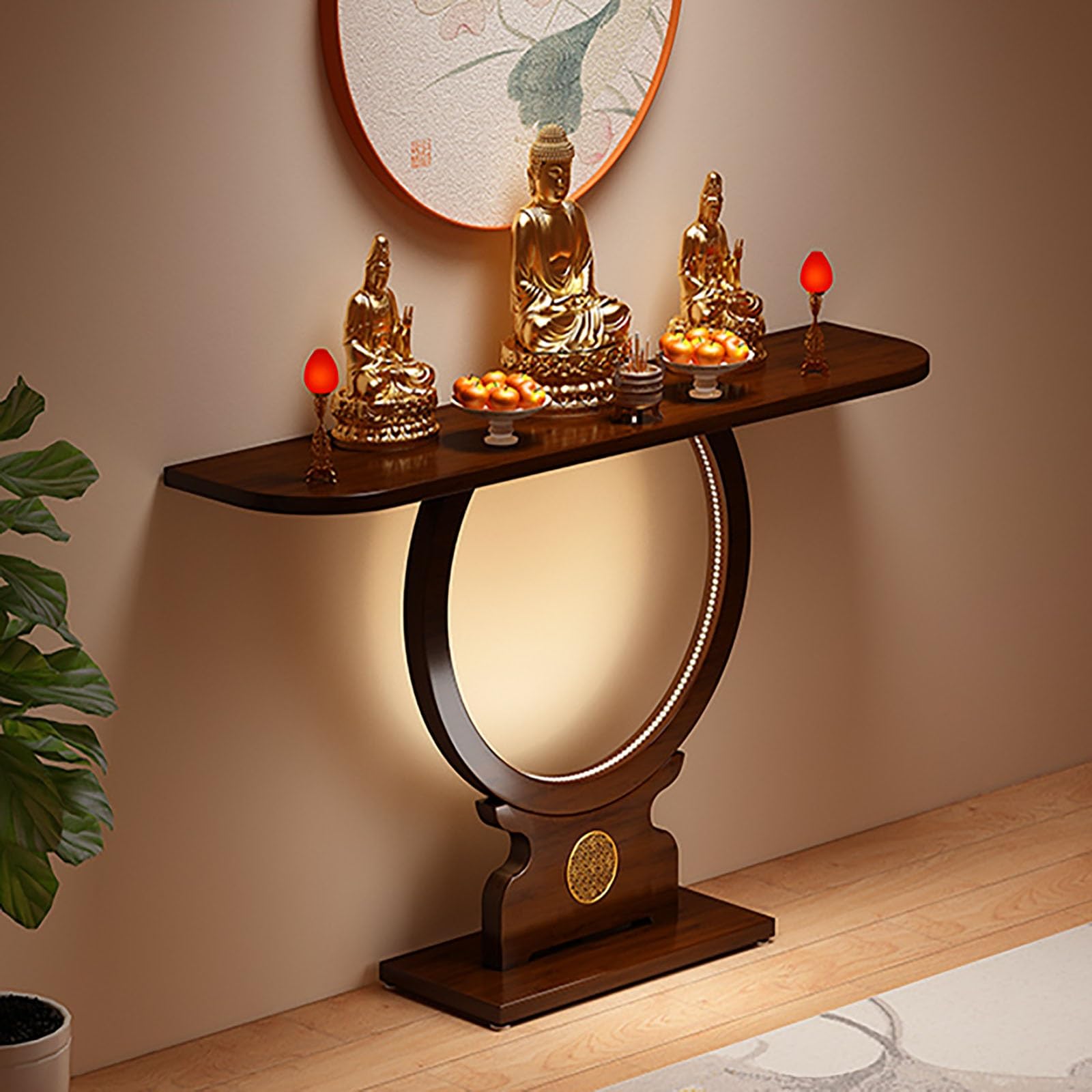 JNTFNE Meditation Altar Table, Buddha Statue Display Stand, Personal Shrine Table Buddha, Chinese Prayer Cabinet, for Living Rooms, Shrines, Temples(100cm/39.4in)