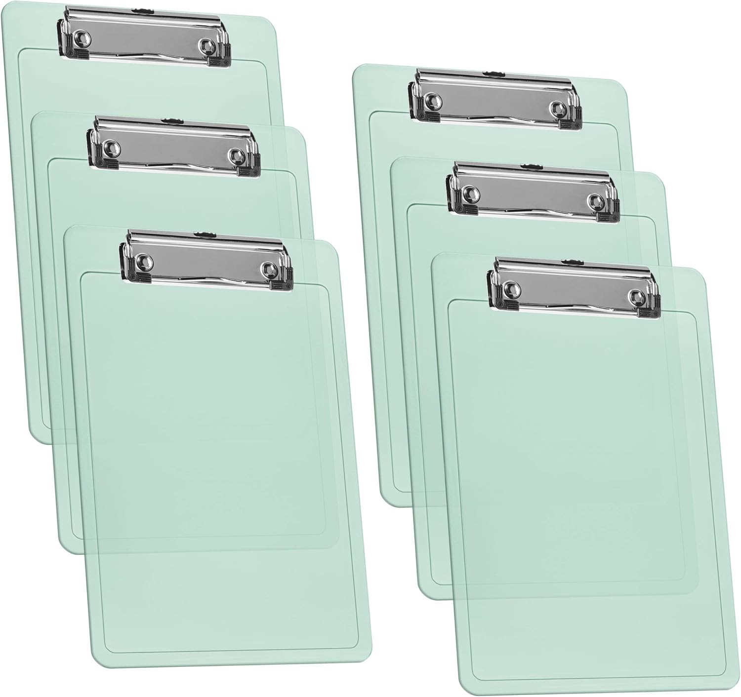 Acrimet Clipboard Memo Size A5 (9 1/4” x 6 5/16”) Low Profile Clip (Plastic) (Clear Green Color) (6 Pack)