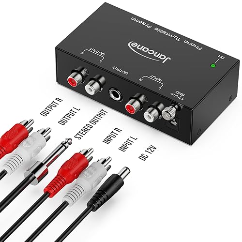 Miniatura 6 de Jancane Phono Preamp for Turntable- Mini Electronic Audio Stereo Phonograph Preamplifier with RCA Input, RCA/TRS Output, Low Noise Operation, with