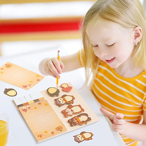 Miniatura 5 de Juego de notas adhesivas Fall Give Things, 550 hojas de notas autoadhesivas de Acción de Gracias, pavo, calabaza, zorro, búho, lindo bloc de notas