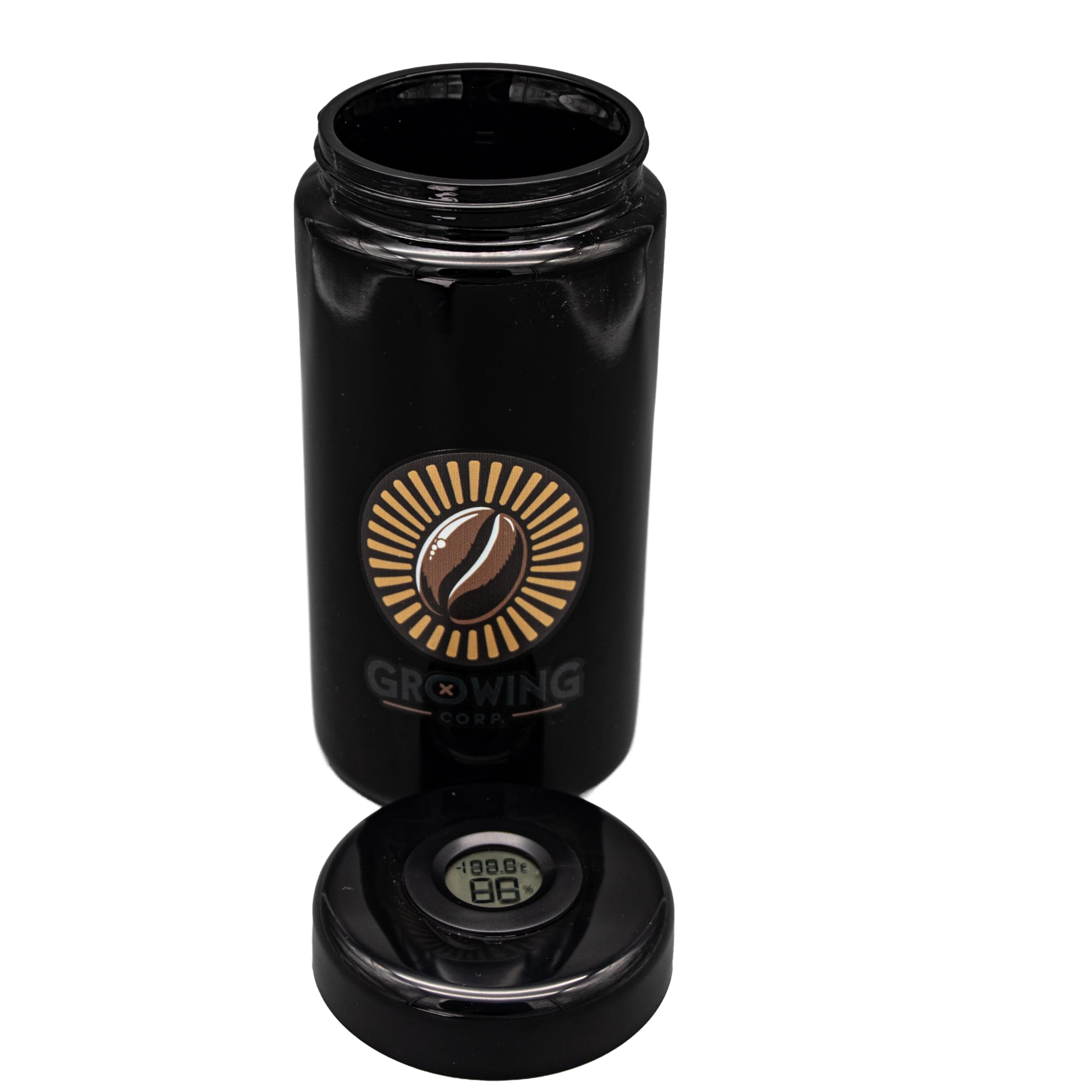 Tarro de café de cristal violeta de 1000 ml, bote de aroma con higrómetro y termómetro, hermético con junta, protección UV para granos de café y espresso