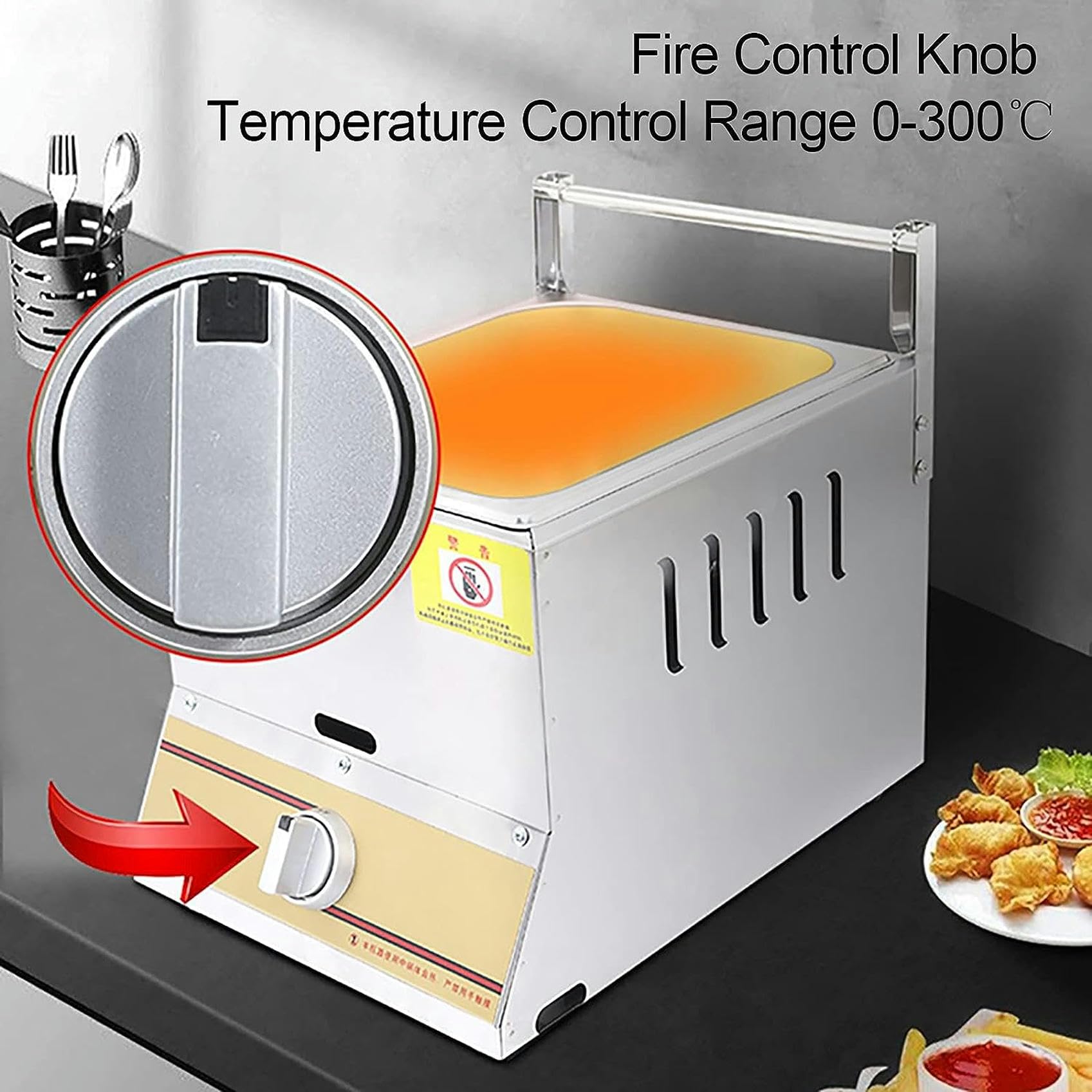Cesta De Freidora De Grasa Comercial 10L20L Freidora De Gas De Encimera Comercial con Cesta Y Tapa, Freidora De Gas, Freidora De Chips De Pollo para Papas Fritas Restaurante Cocina Casera