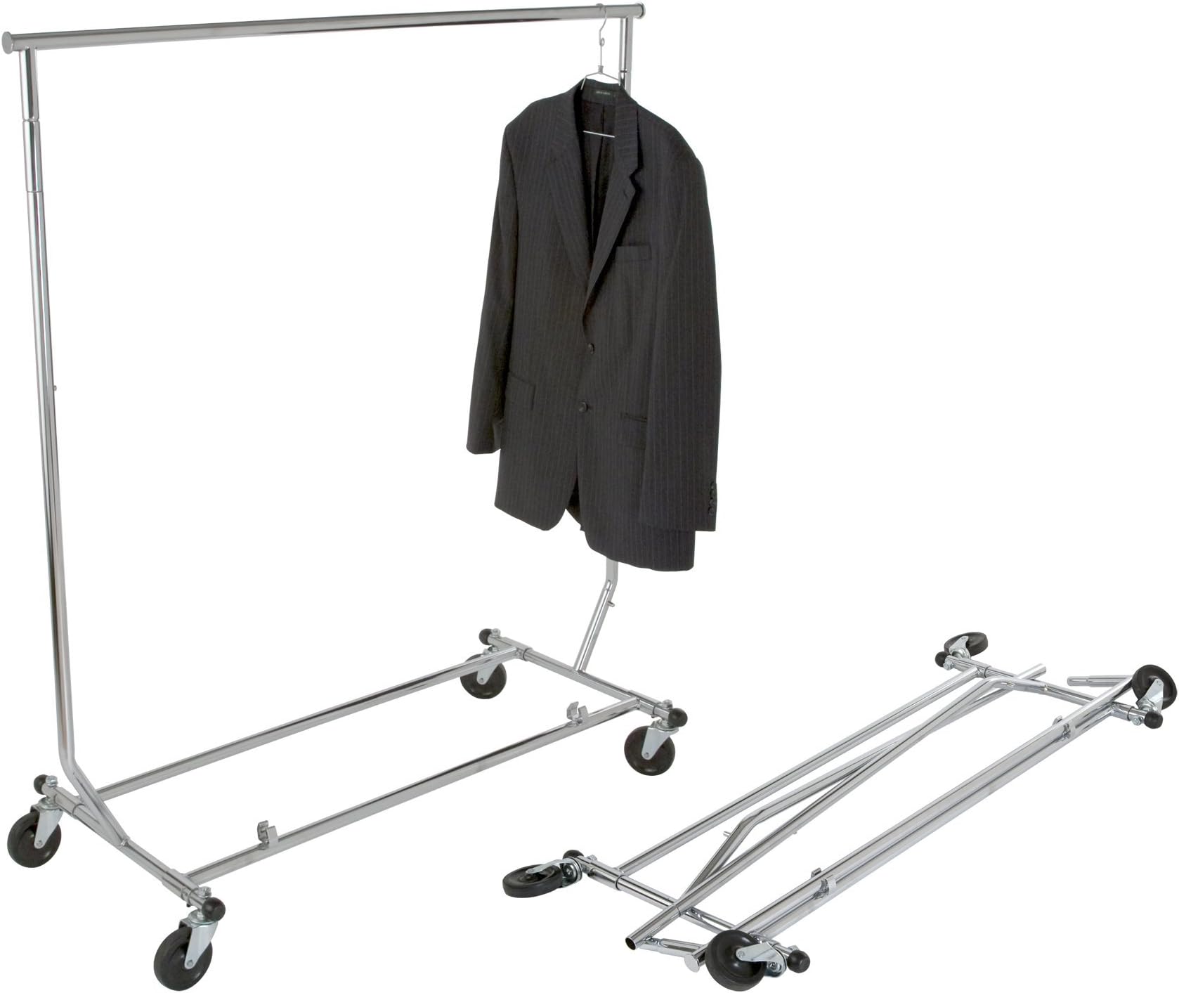 The Shop Company Chrome Single Rail Classic Rolling Foldable Clothing Rack (Salesman Rack; all round tubing)